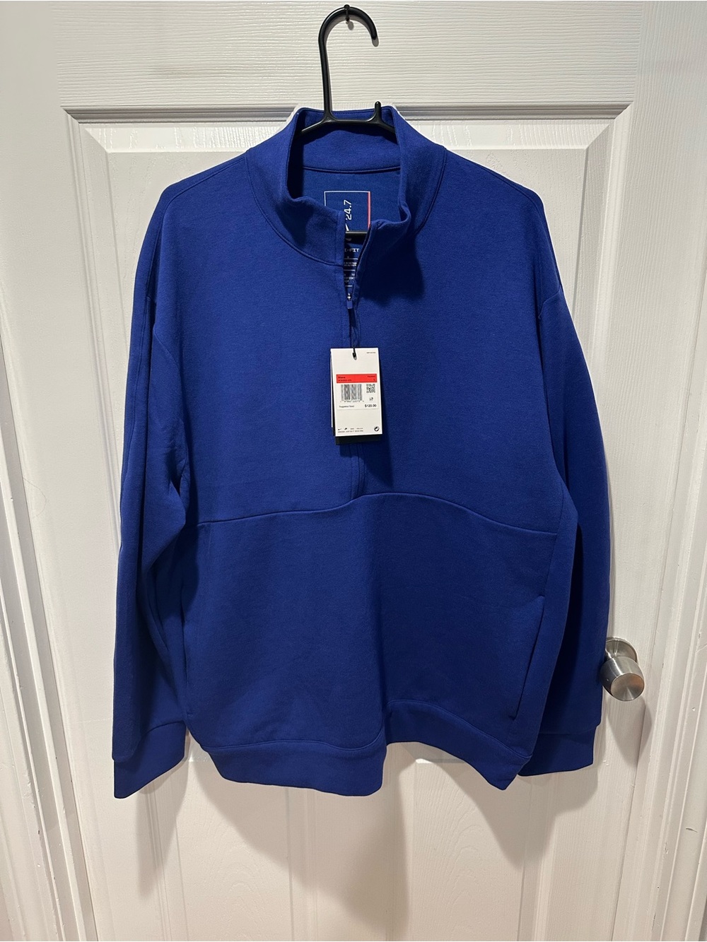 NWT Nike 24.7 ImpossiblySoft Dri-FIT 1/2 Zip Top Mens Large Royal Blue
